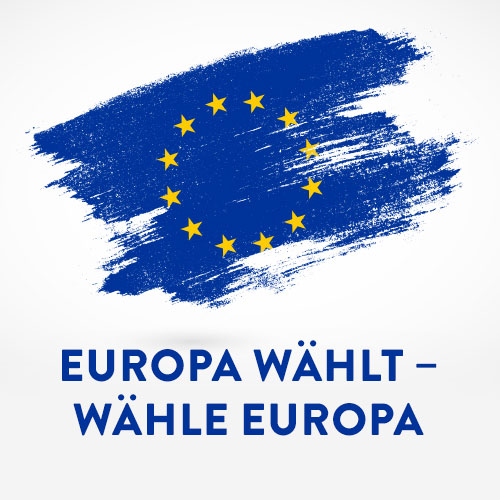Eurpaflagge vor weißem Hintergrund